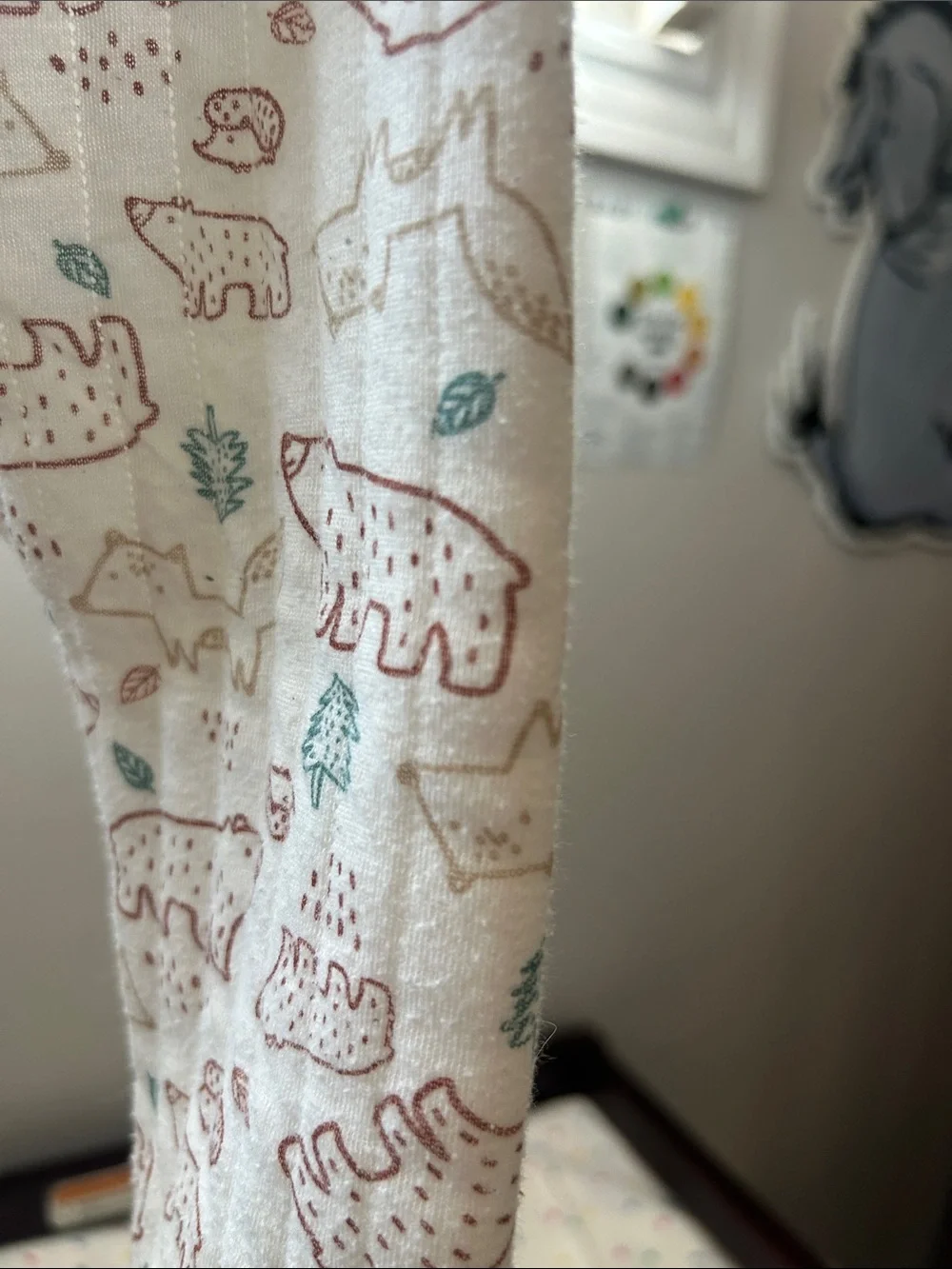 BearPaw Cream White Baby Pajama Set with Brown and Green Bear Print